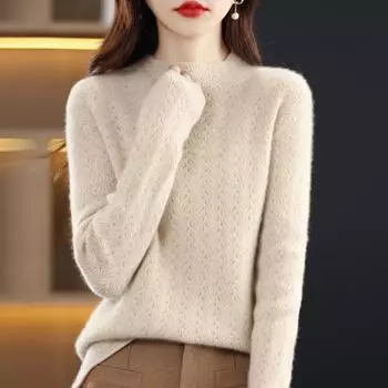 Женский кашемировый свитер Qinghe кашемир 30% кашемир 70% шерсть женский осенне-зимний кашемировый свитер мягкий и теплый L бежевый