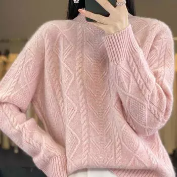 Женский кашемировый свитер Qinghe кашемир 30% кашемир 70% шерсть женский осенне-зимний кашемировый пуловер мягкий и теплый L розовый