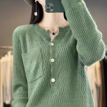 Женский кашемировый свитер Qinghe кашемир 30% кашемир 70% шерсть женский осенне-зимний кашемировый свитер мягкий и теплый L бежевый