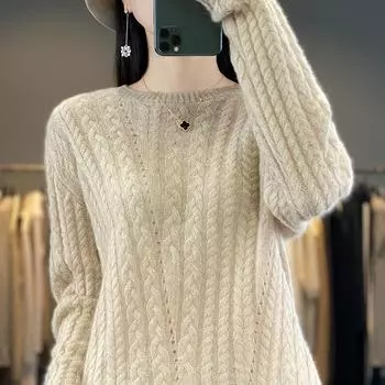 Женский кашемировый свитер Qinghe кашемир 30% кашемир 70% шерсть женский осенне-зимний кашемировый пуловер мягкий и теплый XXL белый