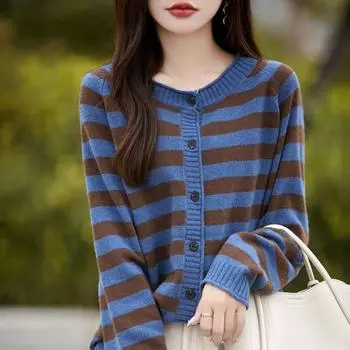 Женский кашемировый свитер Qinghe кашемир 30% кашемир 70% шерсть осенне-зимний кашемировый кардиган мягкий и теплый M синий