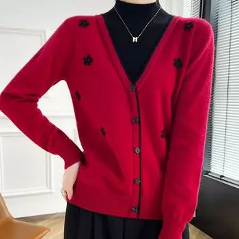 Женский кашемировый свитер Qinghe кашемир 30% кашемир 70% шерсть осенне-зимний кашемировый пуловер мягкий и теплый L бежевый