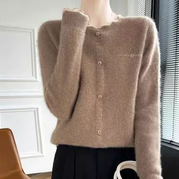 Женский кашемировый свитер Qinghe кашемир 30% кашемир 70% шерсть осенне-зимний кашемировый пуловер мягкий и теплый L коричневый