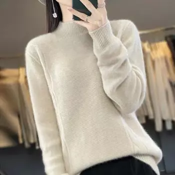 Женский кашемировый свитер Qinghe кашемир 30% кашемир 70% шерсть осенне-зимний кашемировый пуловер мягкий и теплый L зелёный