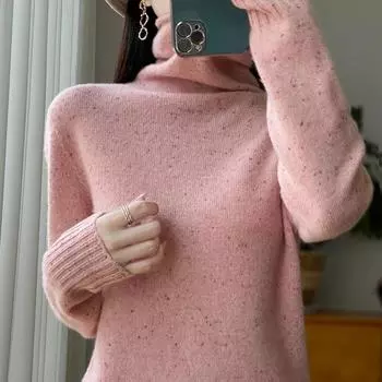 Женский кашемировый свитер Qinghe кашемир 30% кашемир 70% шерсть осенне-зимний кашемировый толстый пуловер мягкий и теплый L розовый