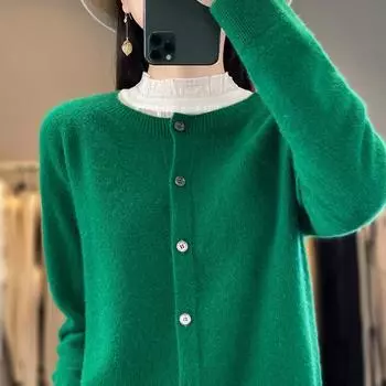 Женский кашемировый свитер Qinghe кашемир 30% кашемир 70% шерсть осенне-зимний кашемировый пуловер мягкий и теплый L бежевый