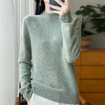 Женский кашемировый свитер Qinghe кашемир 30% кашемир 70% шерсть осенне-зимний кашемировый толстый пуловер мягкий и теплый L розовый