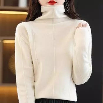 Женский кашемировый свитер Qinghe кашемир 30% кашемир 70% шерсть осенне-зимний кашемировый пуловер мягкий и теплый L синий