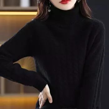 Женский кашемировый свитер Qinghe кашемир 30% кашемир 70% шерсть осенне-зимний кашемировый толстый пуловер мягкий и теплый L бежевый