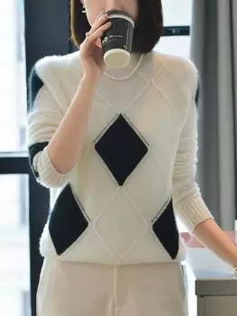 Женский кашемировый свитер Qinghe кашемир 30% кашемир 70% шерсть осенне-зимний кашемировый пуловер мягкий и теплый M белый