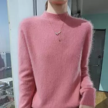 Женский кашемировый свитер Qinghe кашемир 30% кашемир 30% норка 30% шерсть 10% нейлон Женский осенне-зимний толстый кашемировый свитер мягкий и теплый M бежевый