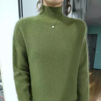 Женский кашемировый свитер Qinghe кашемир 30% кашемир 30% норка 30% шерсть 10% нейлон Женский осенне-зимний толстый кашемировый свитер мягкий и теплый M бежевый