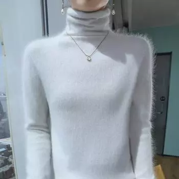 Женский кашемировый свитер Qinghe кашемир 30% кашемир 30% норка 30% шерсть 10% нейлон Женский осенне-зимний толстый кашемировый свитер мягкий и теплый M белый