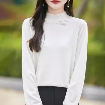 Женский кашемировый свитер Qinghe кашемир 50% шелк 50% шерсть осенне-зимний кашемировый пуловер мягкий и теплый M белый