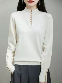 Женский кашемировый свитер Qinghe кашемир 50% шелк 50% шерсть осенне-зимний кашемировый пуловер мягкий и теплый M белый