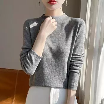 Женский кашемировый свитер Qinghe кашемир 50% шелк 50% шерсть осенне-зимний кашемировый пуловер мягкий и теплый M коричневый