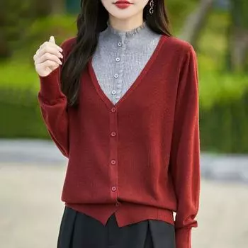 Женский кашемировый свитер Qinghe кашемир 50% шелк 50% шерсть осенне-зимний кашемировый кардиган мягкий и теплый M серый