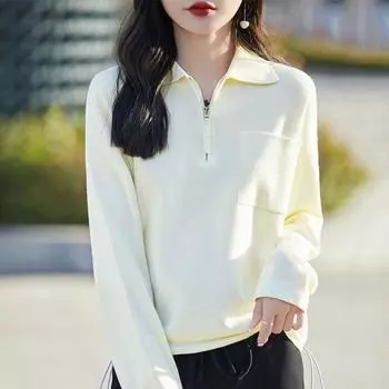 Женский кашемировый свитер Qinghe кашемир 50% шерсть 50% шелк Женский осенне-зимний кашемировый свитер мягкий и теплый M белый