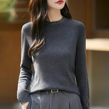 Женский кашемировый свитер Qinghe кашемир 50% шерсть 50% шелк Женский осенне-зимний кашемировый свитер мягкий и теплый M красный