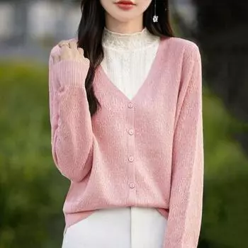 Женский кашемировый свитер Qinghe кашемир 50% шерсть 50% шелк Женский осенне-зимний кашемировый свитер мягкий и теплый M розовый