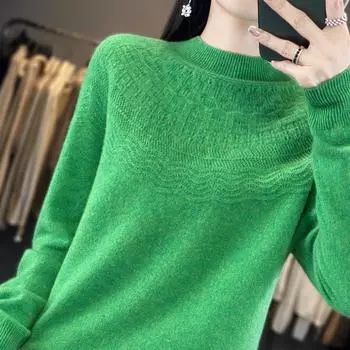 Женский кашемировый свитер с полуводолазкой Qinghe кашемир 30% кашемир 70% шерсть женский осенне-зимний кашемировый свитер мягкий и теплый L бежевый