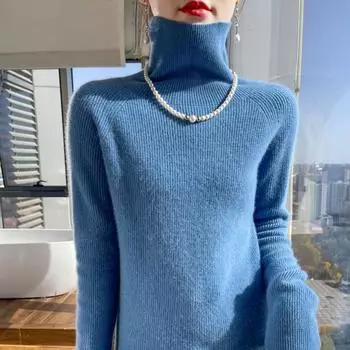 Женский кашемировый свитер, утолщенный кашемир Qinghe, 30% кашемир, 70% шерсть, женский осенне-зимний кашемировый пуловер, мягкий и теплый XXL коричневый