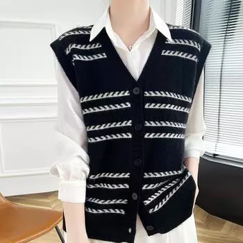 Женский кашемировый жилет Qinghe кашемир 30% кашемир 70% шерсть осенне-зимний кашемировый жилет мягкий и теплый L бежевый