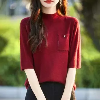 Женский кашемировый жилет Qinghe кашемир 50% шерсть 50% шелк Женский осенне-зимний кашемировый жилет мягкий и теплый M красный