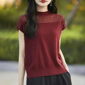 Женский кашемировый жилет Qinghe кашемир 50% шерсть 50% шелк Женский осенне-зимний кашемировый жилет мягкий и теплый M красный