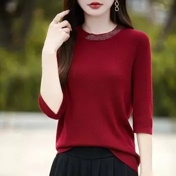 Женский кашемировый жилет Qinghe кашемир 50% шерсть 50% шелк Женский осенне-зимний кашемировый жилет мягкий и теплый M красный