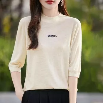 Женский кашемировый жилет Qinghe кашемир 50% шерсть 50% шелк Женский осенне-зимний кашемировый жилет мягкий и теплый M бежевый