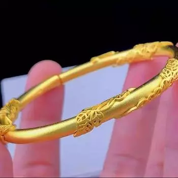 Женский китайский шикарный древний браслет с чайными листьями золотого цвета, ретро-браслет из ротанга из акации one size золотой