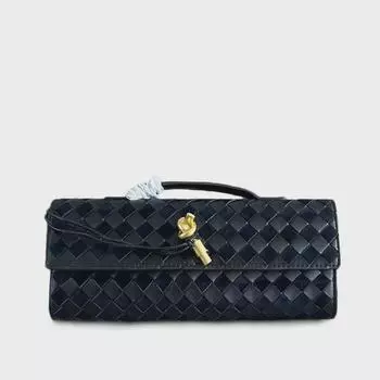 Женский клатч из плетеной кашемировой кожи, осень/зима 2024 г.: Сумка на плечо, через плечо и вечерняя сумка с цветным замком 31*13*4cm