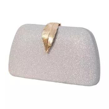 Женский клатч-кошелек с листиком, маленькая сумочка, кошелек, сумка через плечо, блестящая цепочка, сумка для банкета и вечеринки для женщин серебряный