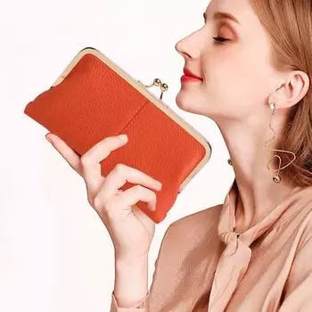 Женский клатч-кошелек, винтажный клатч с замком-поцелуем, дорожный кошелек из натуральной кожи с отделениями для нескольких карт, держатель для карт для свиданий, вечеринок, шопинга хаки