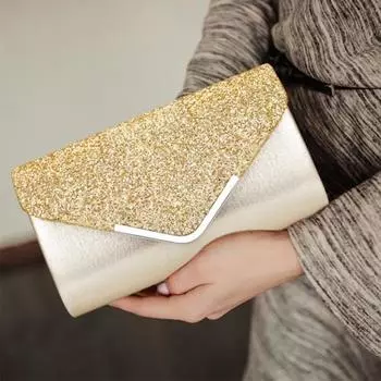 Женский клатч с блестками и съемной цепочкой Портативный кошелек большой емкости с магнитной пряжкой Винтажный кошелек Свадебные вечеринки Сумка на плечо для выпускного вечера розовый