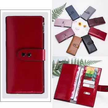 Женский клатч с двойной пряжкой, кошелек для монет, модная длинная сумка большой емкости красный