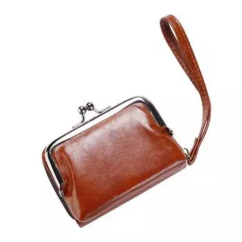 Женский клатч с зажимом и пряжкой на молнии Кошелек для монет из искусственной кожи Держатель для карт 4 дюйма чёрный