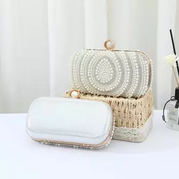 Женский клатч с жемчугом: Сладкая женственная сумочка с цепочкой из жемчуга-капли для вечеринок и вечеров