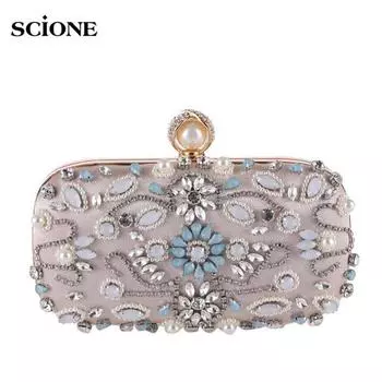 Женский клатч со стразами и жемчугом, расшитый бисером, свадебный кошелек, роскошный вечерний кошелек, вечерняя сумка-болса
