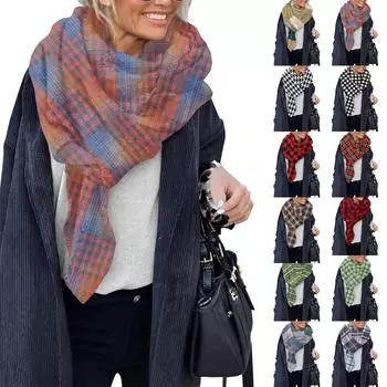 Женский клетчатый шарф, теплый утолщенный трендовый шарф, шаль, накидка One Size белый