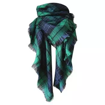 Женский клетчатый вязаный шарф с кисточками, модная шаль из пашмины, накидка бежевый