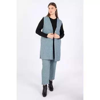 Женский клетчатый жилет большого размера, комплект из 3 шт., синий