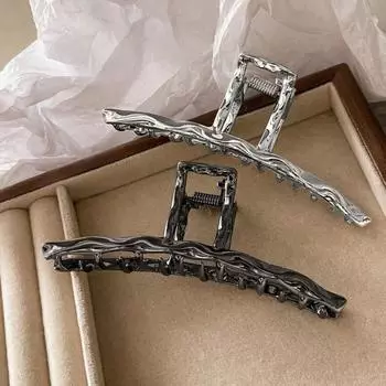 Женский коготь для волос, металлический, однотонный, полированный, сильный коготь, противоскользящий, украшение для волос, антикоррозийный, с зубцами чёрный