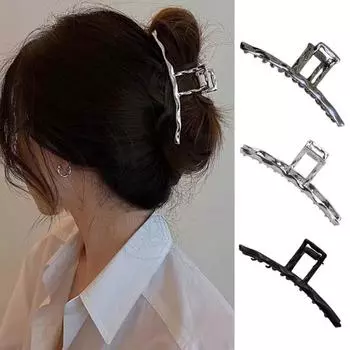 Женский коготь для волос, металлический сплошной цвет, полированный, сильный коготь, противоскользящее украшение для волос, антикоррозийный, с зубцами, зажим для волос, инструмент для укладки волос серебряный серый