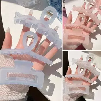 Женский коготь для волос сладкого цвета, полые эластичные пружинные противоломкие сильные коготки, фиксируемые с зубцами, матовый зажим для волос, аксессуар для волос D