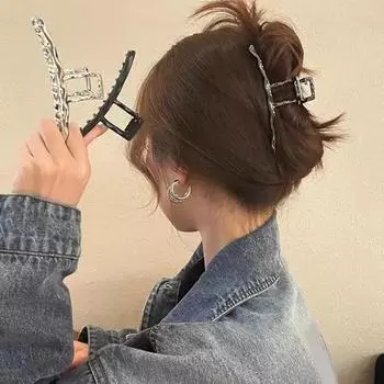 Женский коготь для волос, стильный сильный коготь, захват для волос из нержавеющей стали, высококачественная роскошная заколка для волос, женский коготь для волос, инструмент для укладки волос серебряный серый