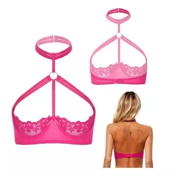 Женский колье на бретельках, прозрачный бюстгальтер без косточек, бюстгальтер с эффектом пуш-ап, кружевной бюстгальтер на косточках с цветочным принтом, ночное белье, корсет без чашек, бюстье XXL