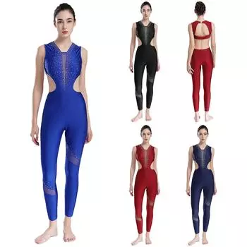 Женский комбинезон без рукавов со стразами для художественной гимнастики, спортивный купальник для выступлений, боди для фигурного катания S чёрный