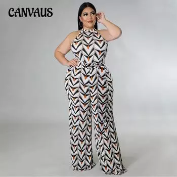 Женский комбинезон больших размеров, повседневный комбинезон с подвесным воротником, включая пояс, комбинезон больших размеров L белый